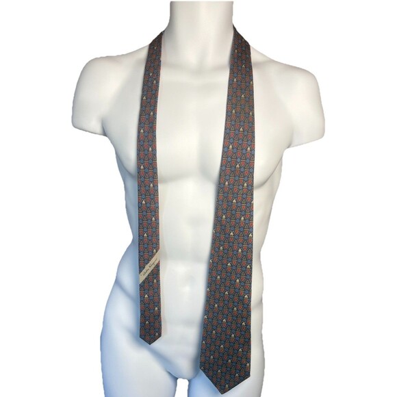 SALVATORE FERRAGAMO 100% Silk 3.75" WIDE Men’s Tie Blue with Bunny Rabbits Italy - Picture 1 of 8